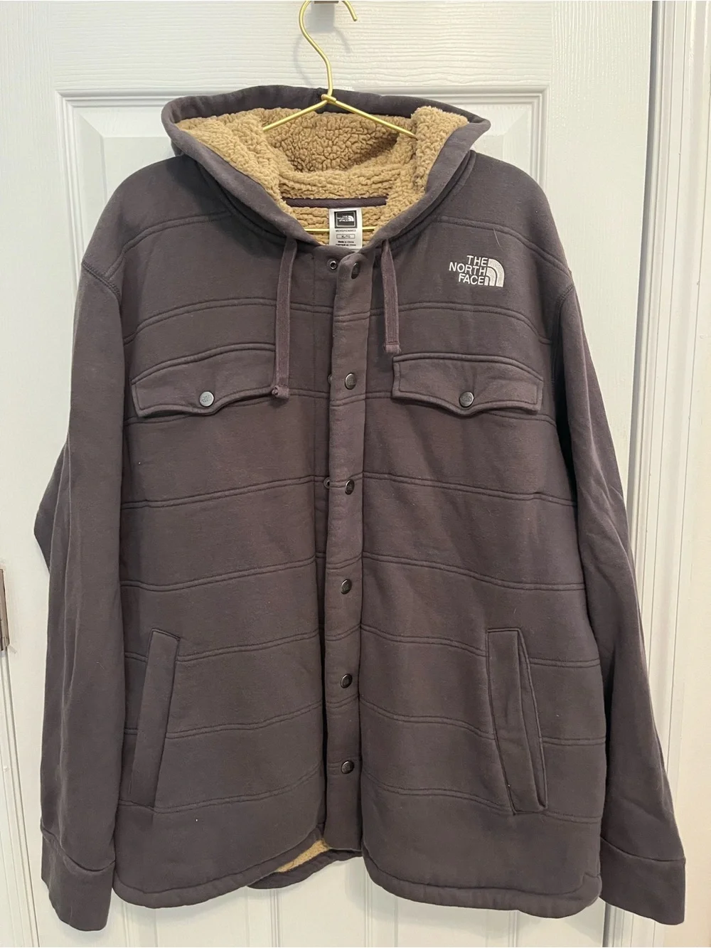 The North Face Men’s Sherpa Lined Hooded Snap Jacket Charcoal Size XL